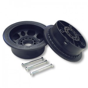 5" Azusalite Wheel, 3.5" Wide for 1-3/8" OD Ball Bearings, 2 halves with nuts and bolts only, part no. 1049
