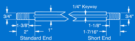 Flexpruf Steel Solid Axles, Standard and Stepped End Illustration